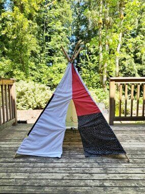The Land of Nod Teepee with Wood Poles and Accessories